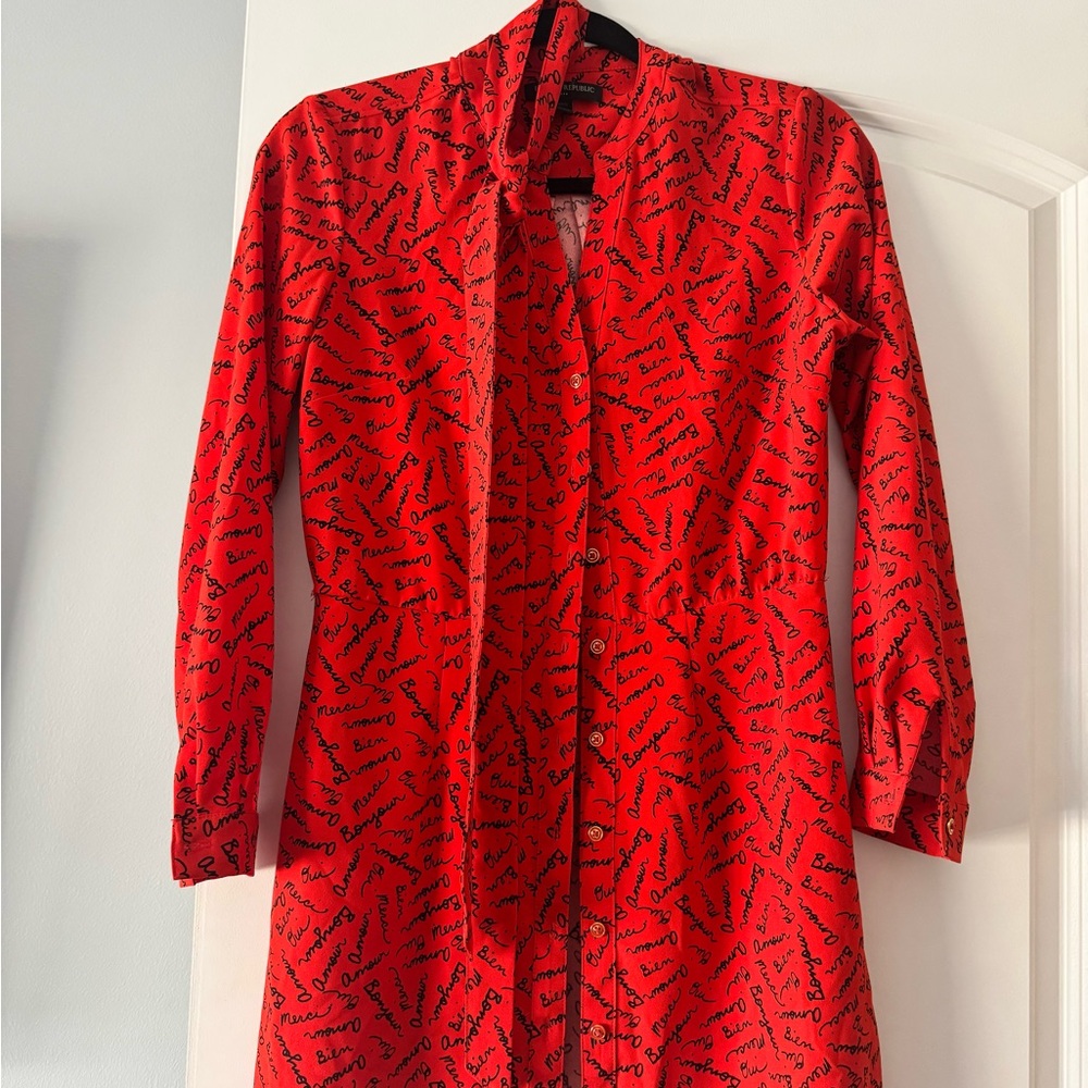 Banana Republic Red Button-Up Dress
